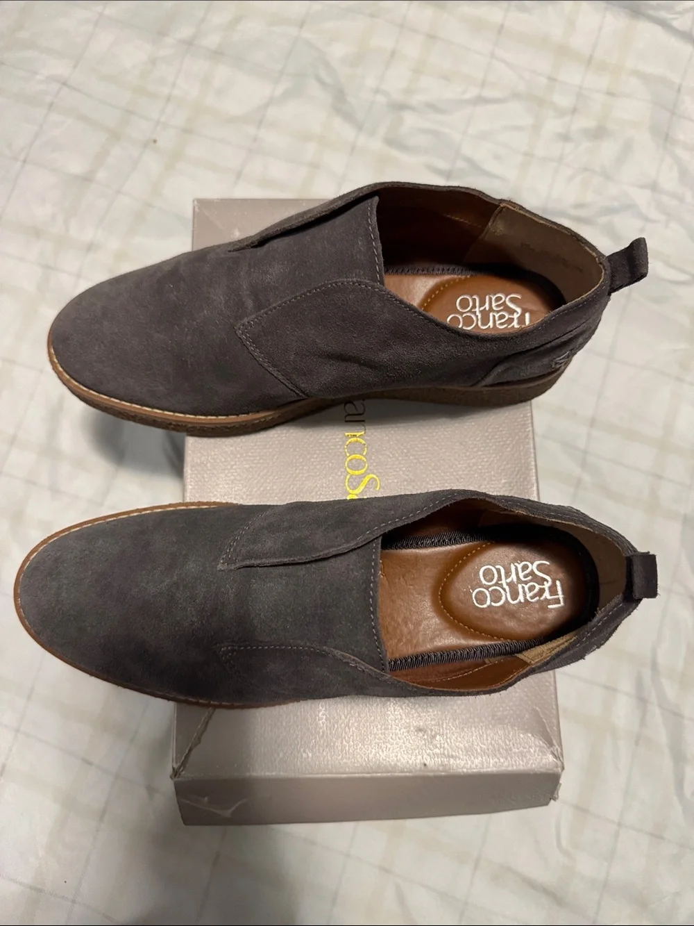 Suede Slip-On Platform Shoes in Charcoal Gray